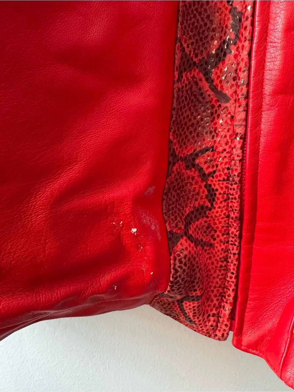 Pell’ Italia By Sandro Vintage Red Snake-Print Leather Jacket
